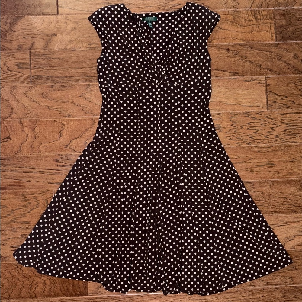 Lauren Ralph Lauren Polka Dot Dress Brown Size 12 Pretty Woman